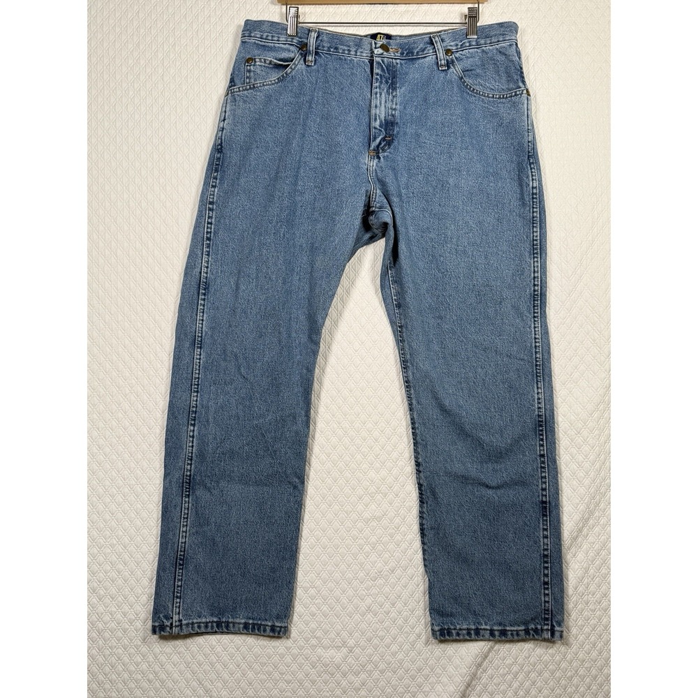 Vintage Wrangler 47MWZ Blue Denim Rodeo Western Cowboy Faded 38x29.5